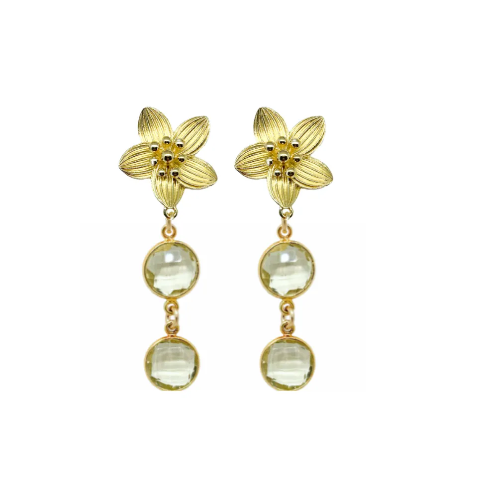 Cecile Double Lemon Quartz Earrings