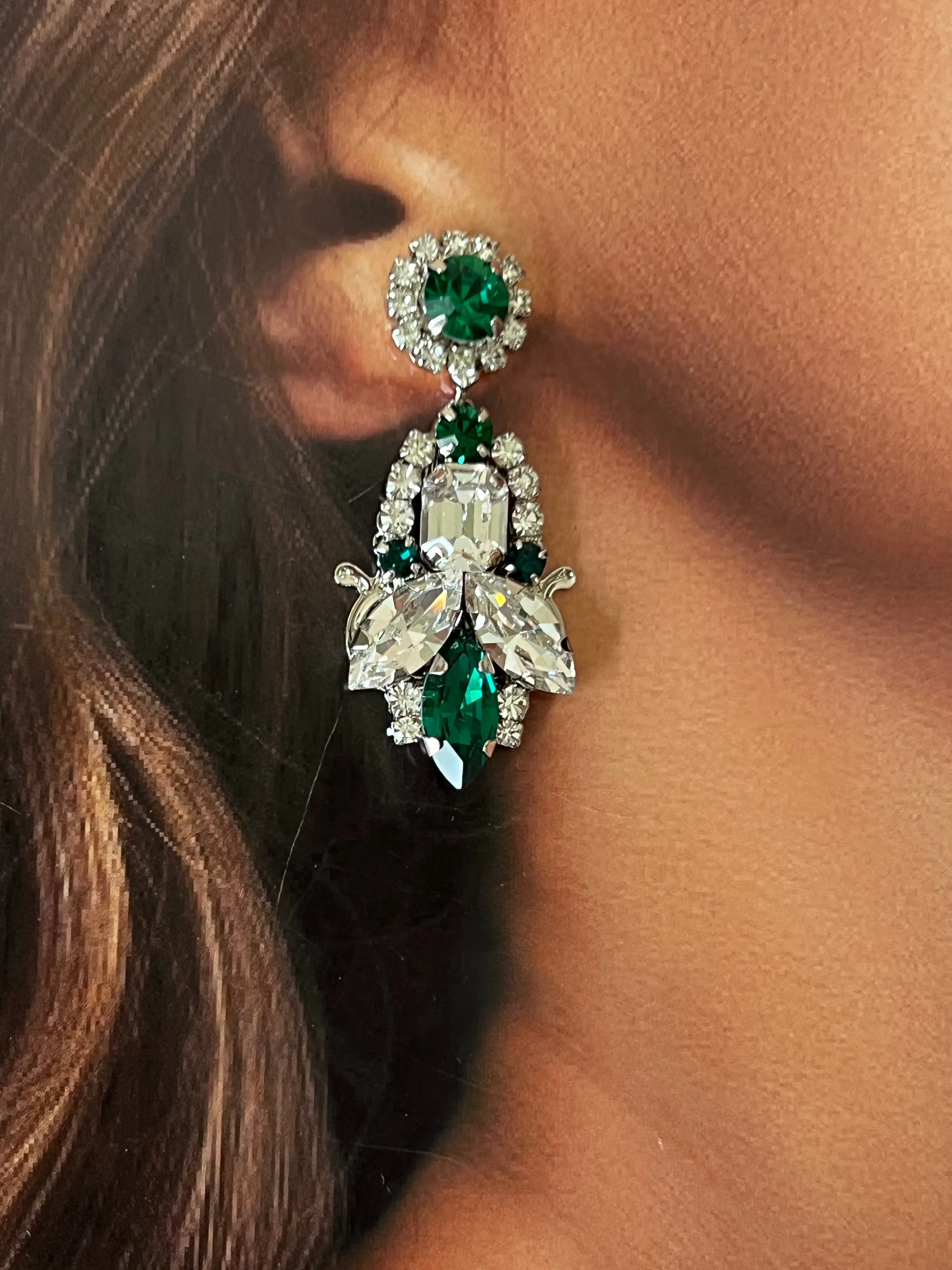 CEMILE-EMERALD Swarovski Statement Earrings