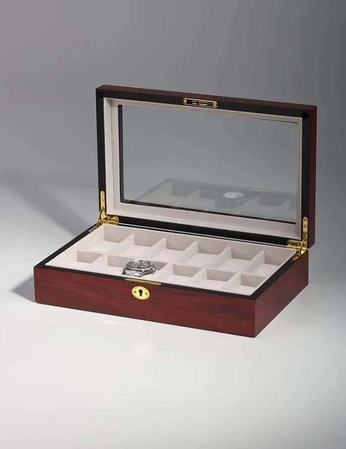 Cherry Wooden Watch Box for 12 Watches