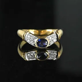 Chevron Diamond Sapphire Ring in 18K Gold