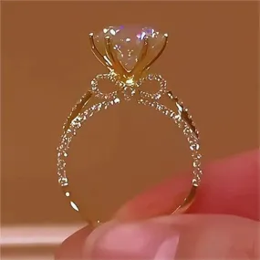 Chic Hollow Bowknot Crystal Ring