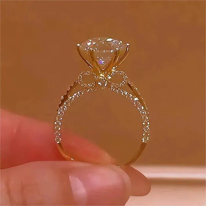 Chic Hollow Bowknot Crystal Ring