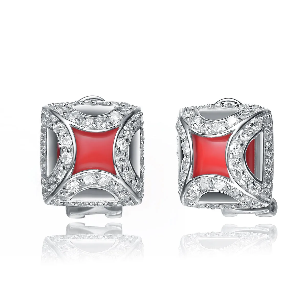 Clarisse Coral Square Shape Earrings