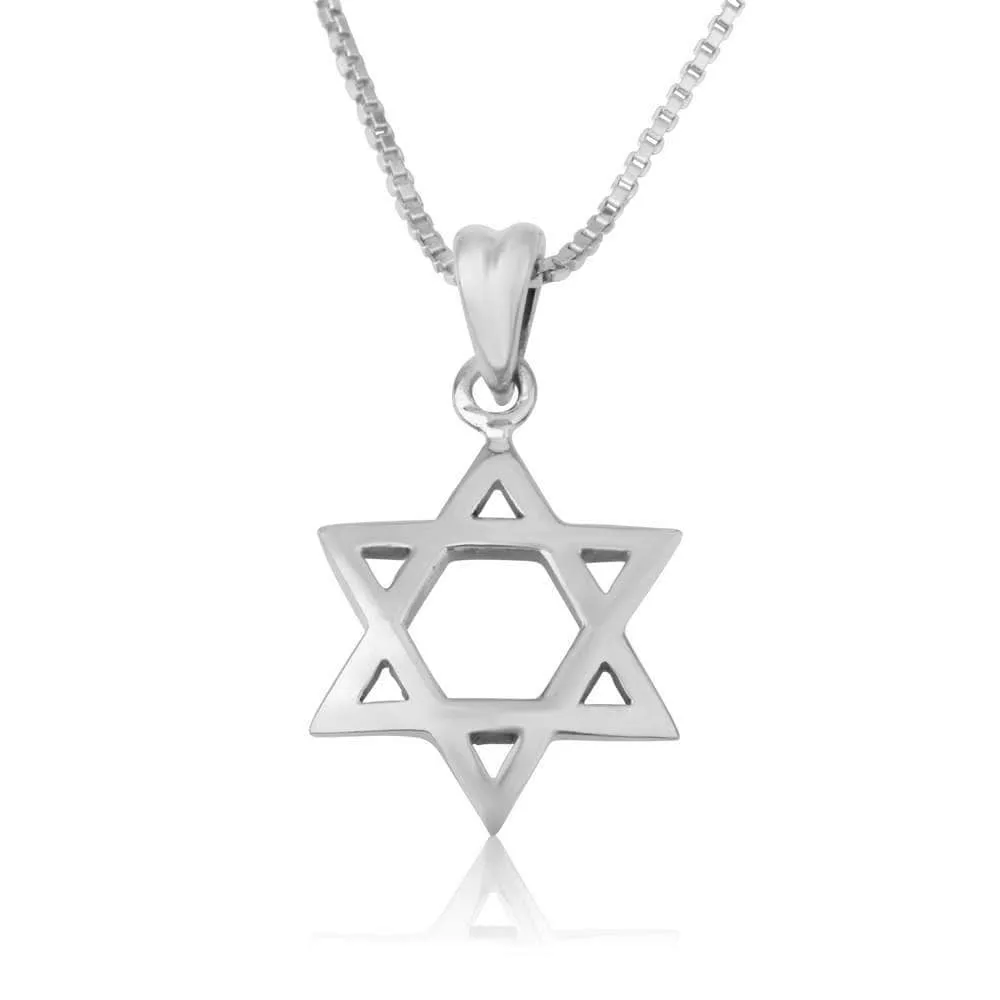 Classic Star David Silver Pendant Smooth Polish Finish Judaism Jewelry Holy Land