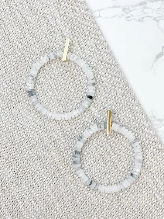 Clear Quartz Circle Statement Earrings