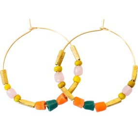 Colorful Beaded Boho Hoop Earrings