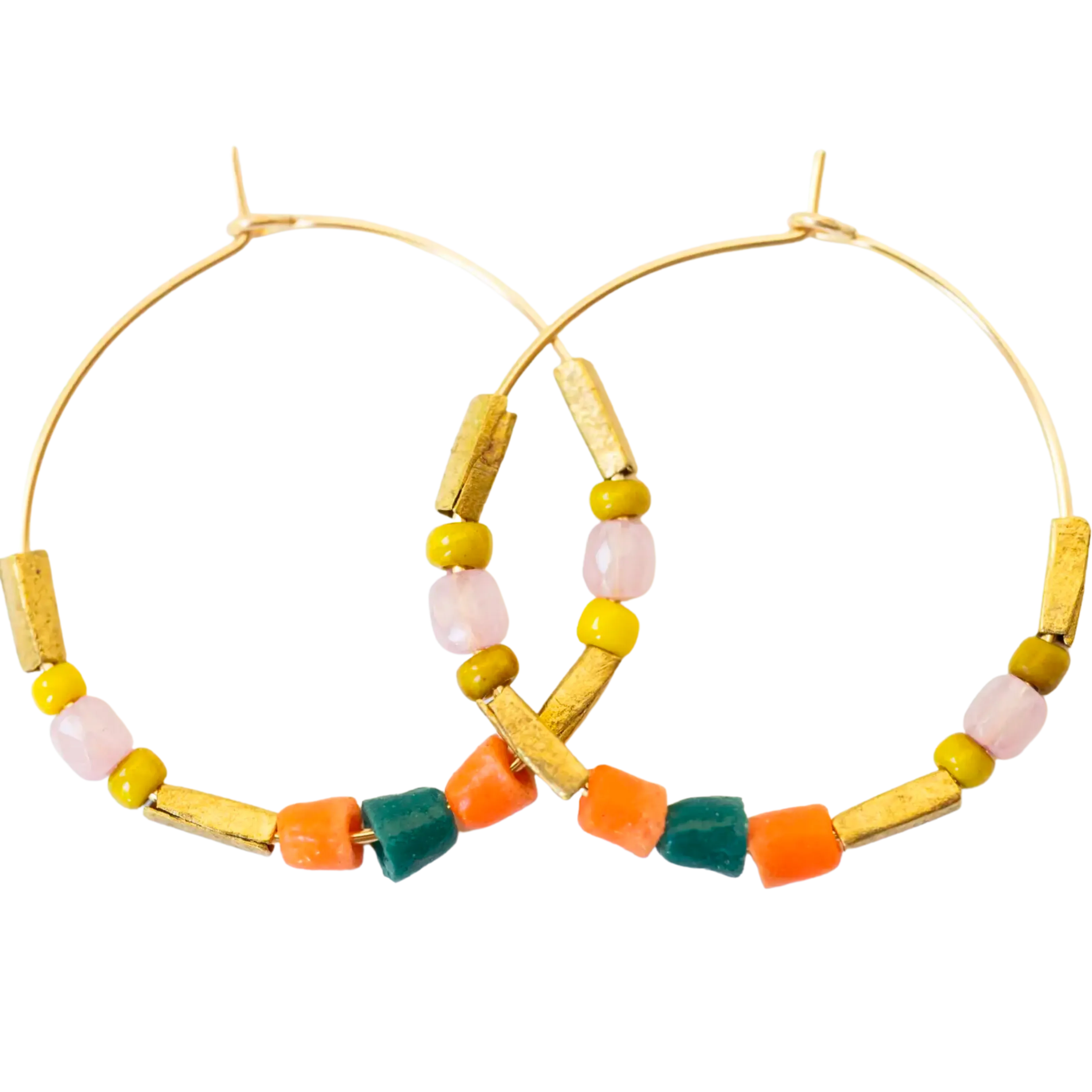 Colorful Beaded Boho Hoop Earrings