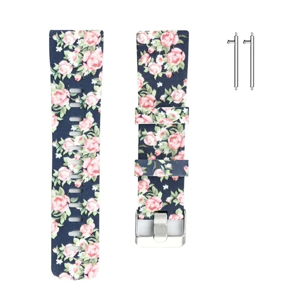 Cool pattern silicone watch strap for Honor MagicWatch 2 46mm / Huawei Watch Magic - Pink Flowers