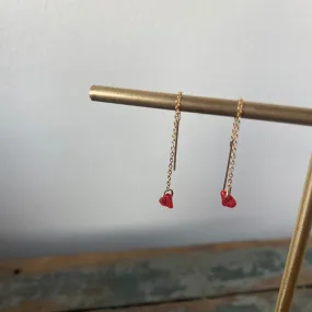 Coral 14k Gold Fill Threader Earrings by 8.6.4 Design