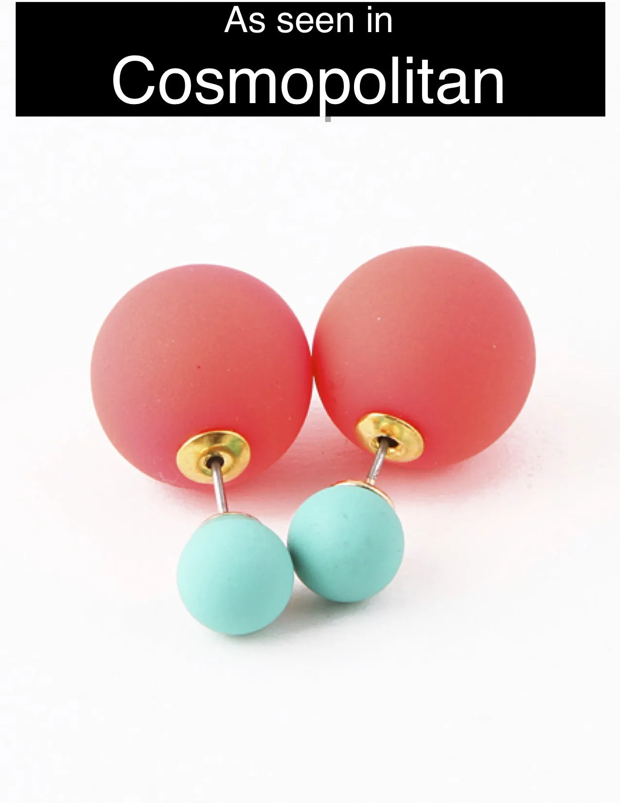 Coral & Turquoise Double-Sided Earrings (As seen in Cosmo)