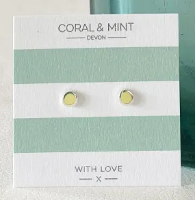 Coral And Mint Lemon Enamel Circle Studs