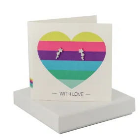 Coral And Mint Love Heart Card - Shooting Star Earrings