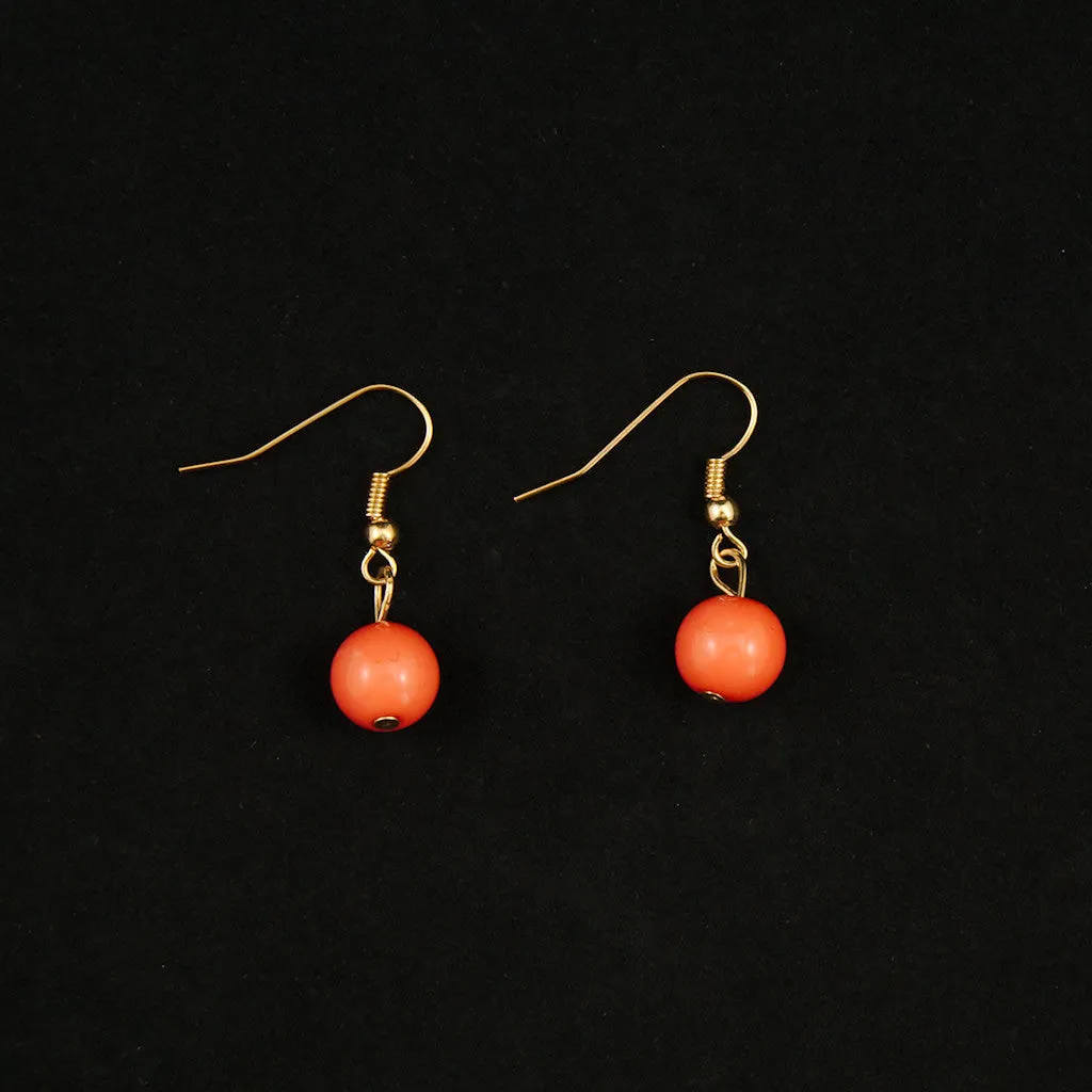 Coral Dangle Bead Earrings