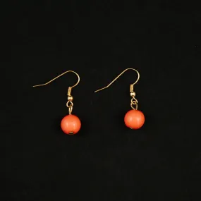 Coral Dangle Bead Earrings