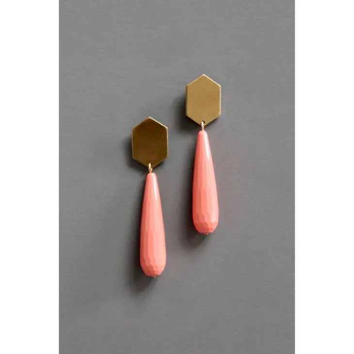 Coral drop post earrings