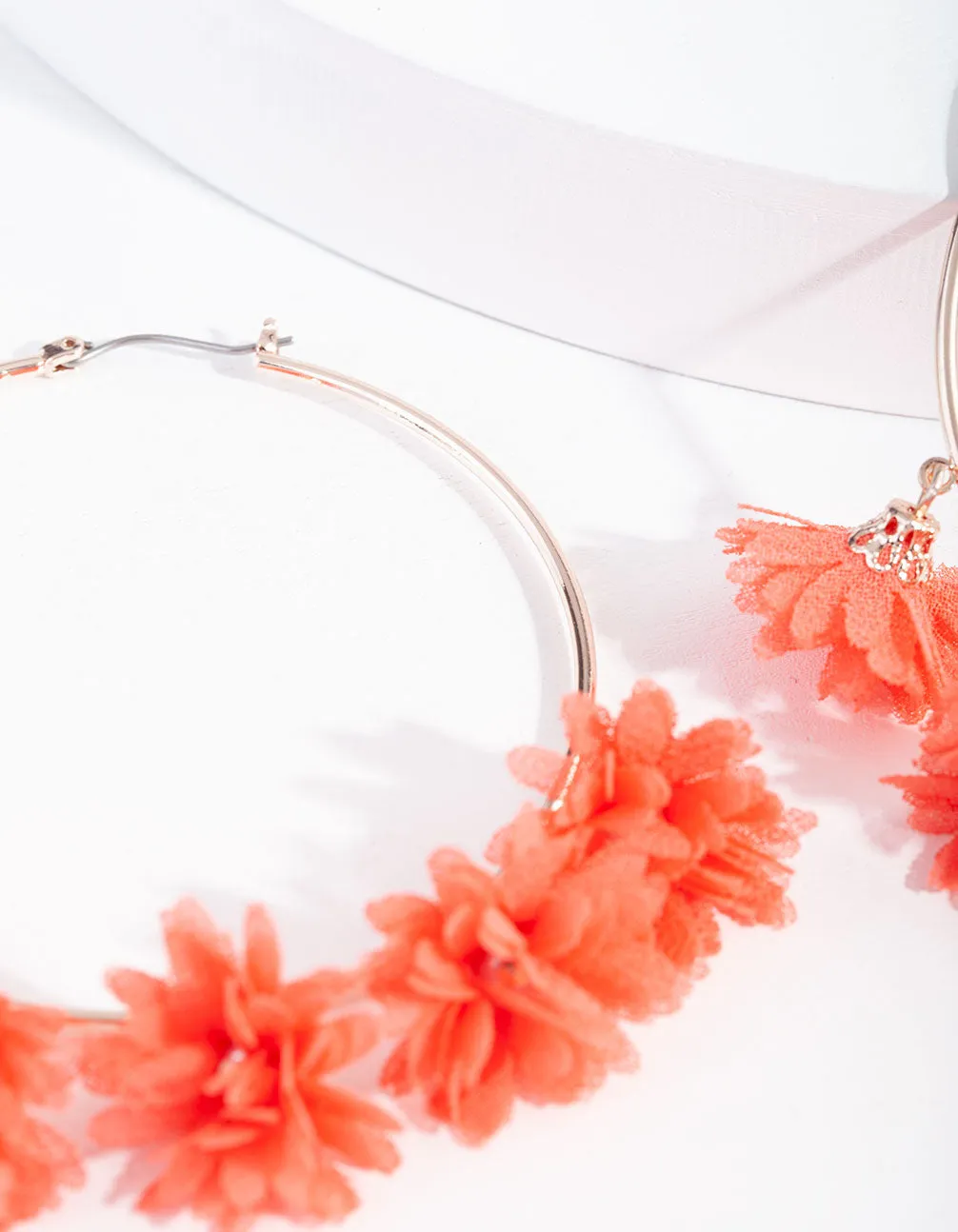 Coral Flowers Rose Gold Hoop