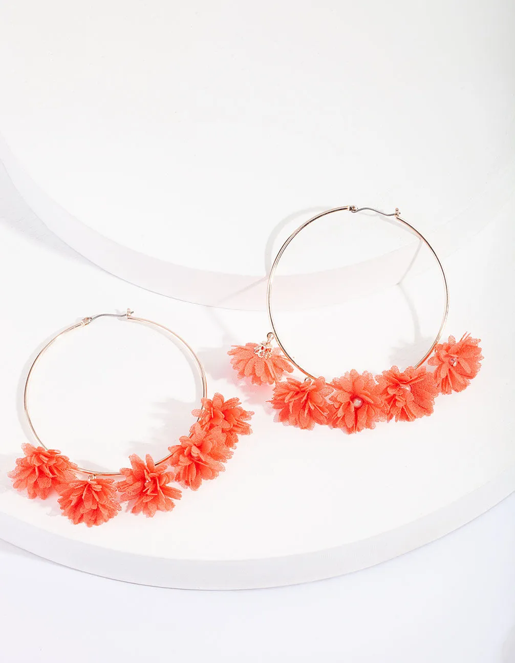 Coral Flowers Rose Gold Hoop