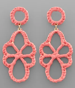 Coral Oval Flower Earring