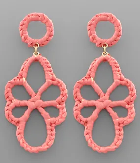 Coral Oval Flower Earring