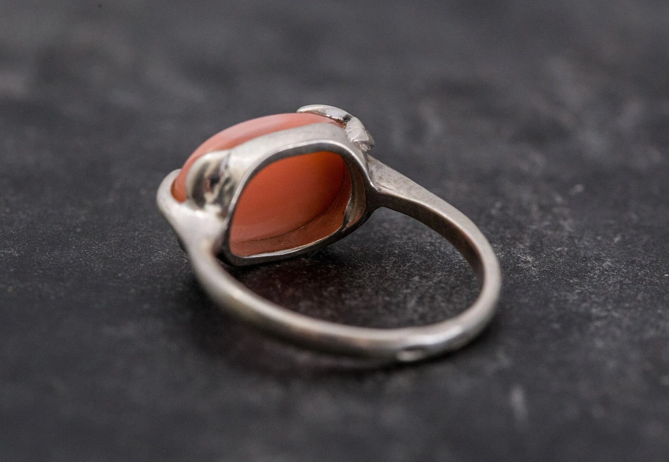 Coral Statement Ring - Leaf Coral Ring - Orange Oval Ring