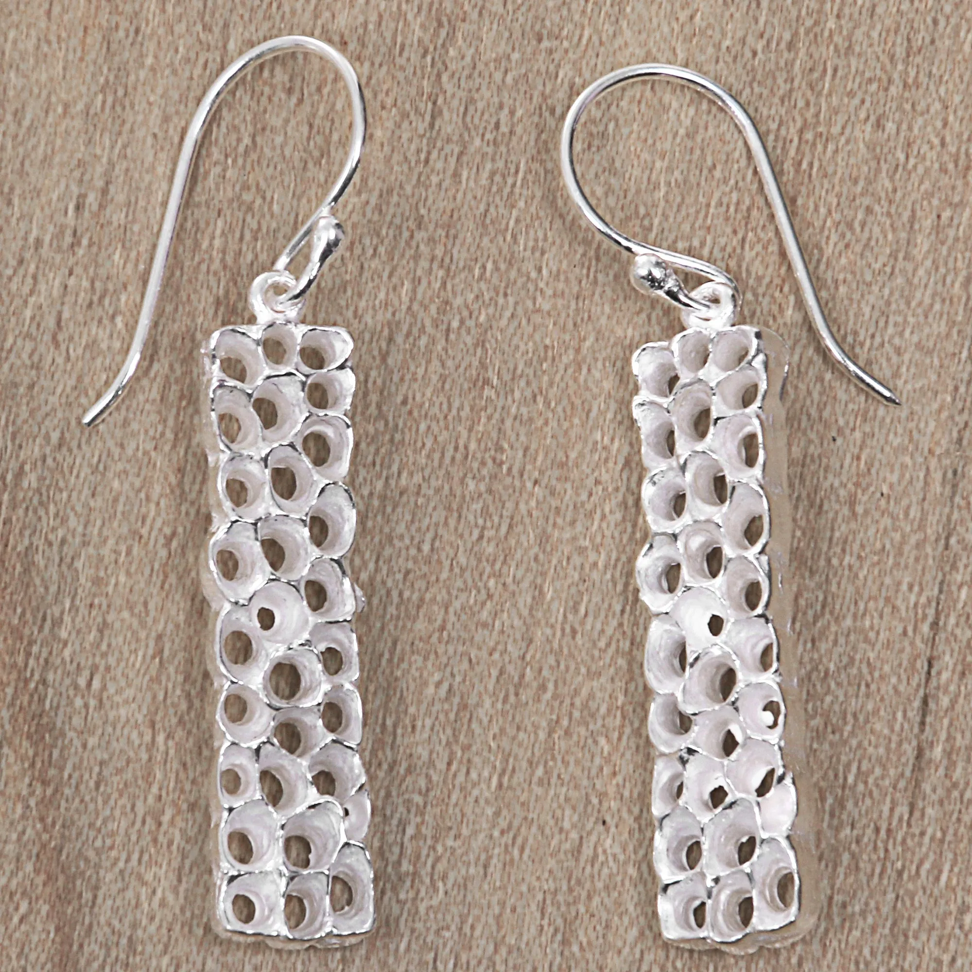 Coral Tower Bali Artisan Crafted Coral Theme Earrings in Sterling Silver