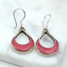 Crescent Coral Tibetan Earrings