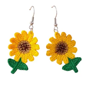 Crochet Sunflower Earrings