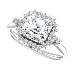 Cubic Zirconia Engagement Ring- The Amy Kiara (Customizable Asscher Cut)