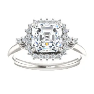 Cubic Zirconia Engagement Ring- The Amy Kiara (Customizable Asscher Cut)