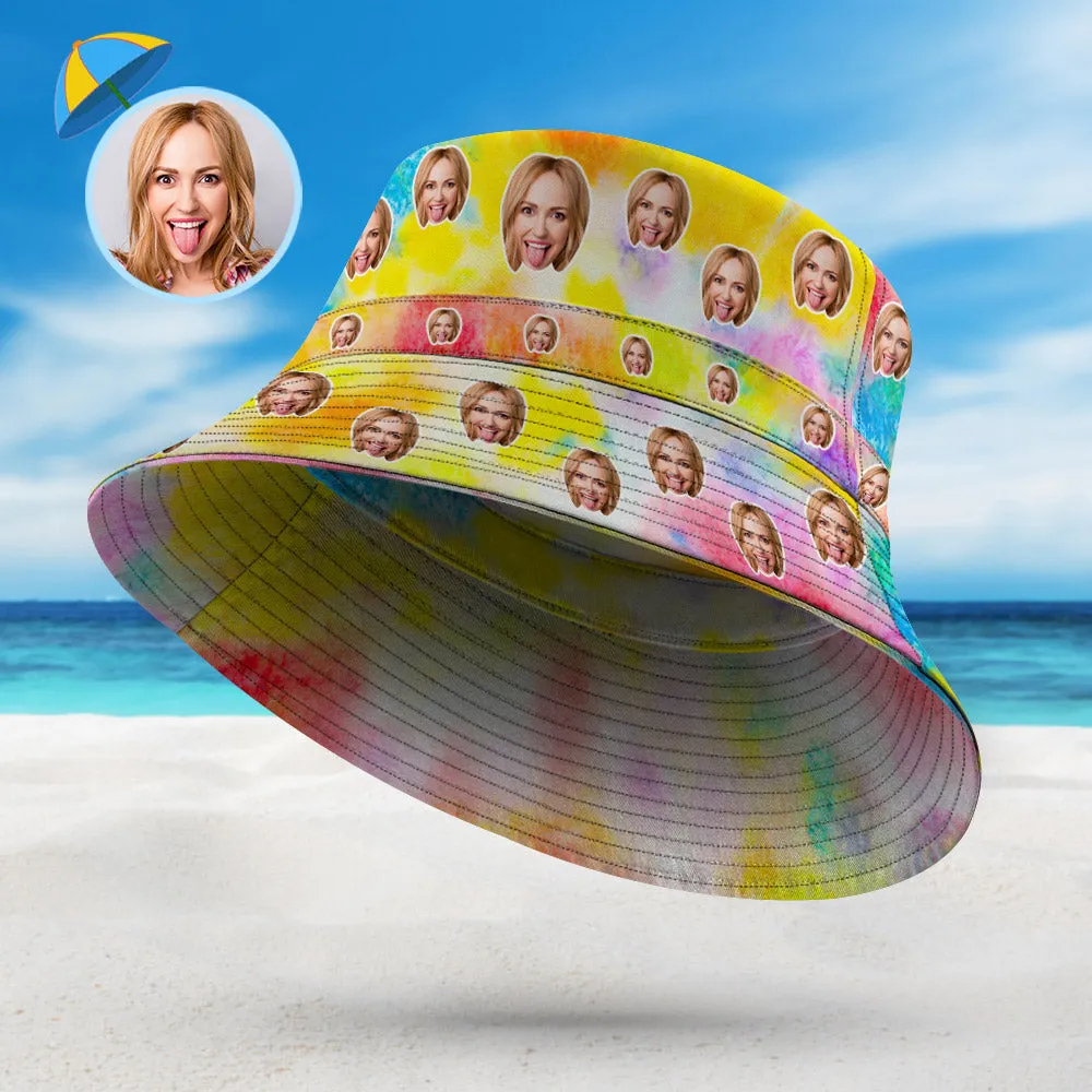 Custom Tie-Dye Bucket Hat Double-Side-Wear Reversible Summer Beach Sun Hat