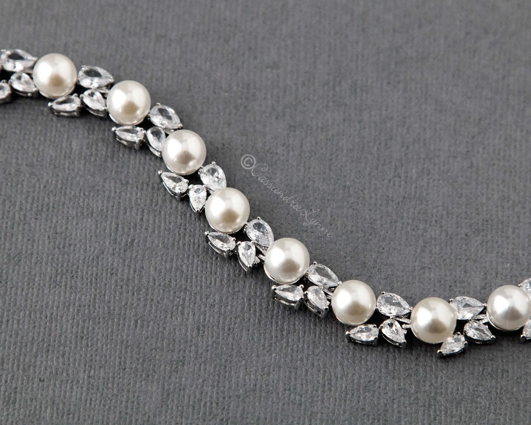 CZ Pearl Wedding Bracelet