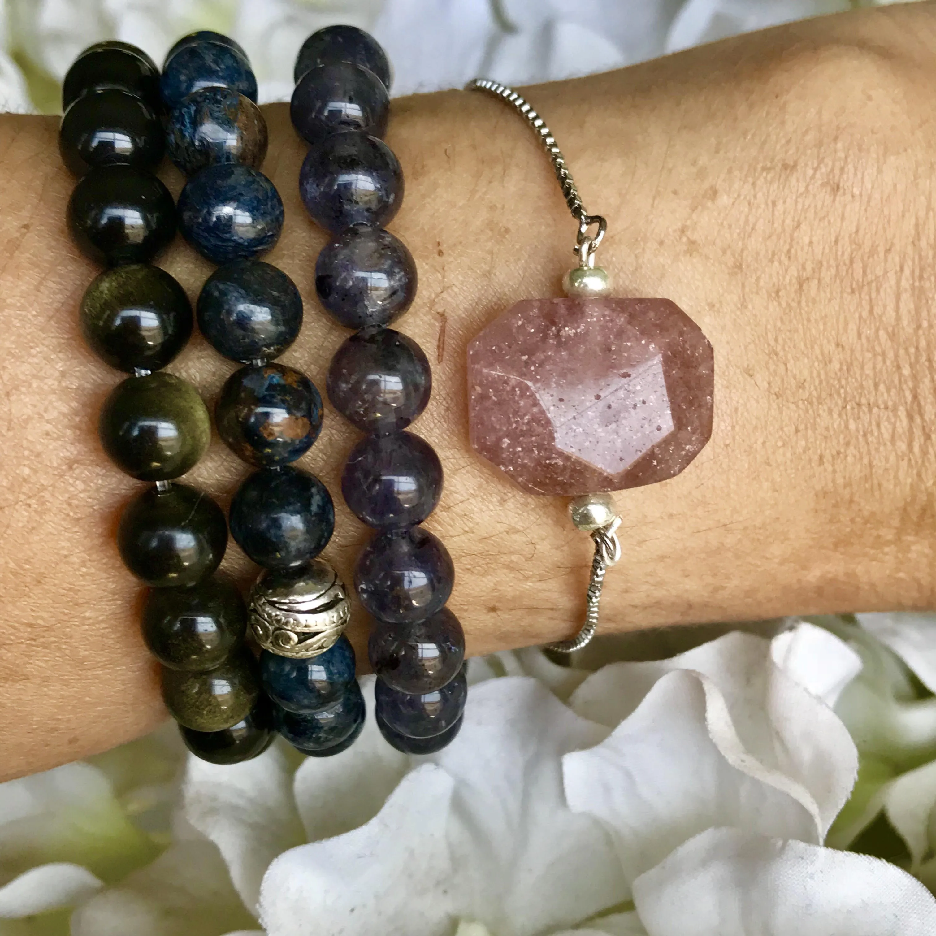 Dainty Bracelet Genuine Strawberry Quartz Crystal