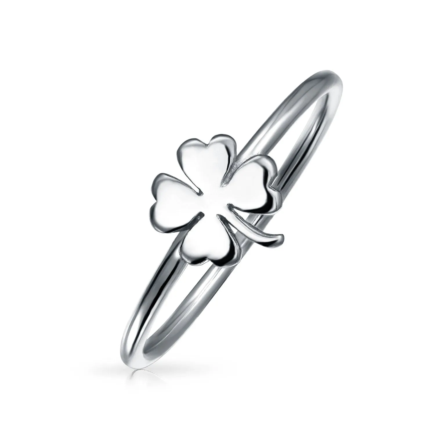 Delicate Celtic Shamrock Clover Silver Ring for Good Luck Oxidized Sterling