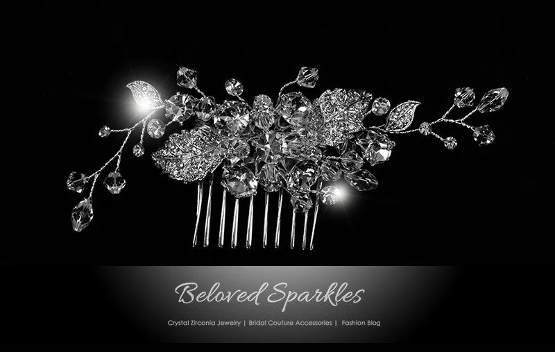 Derica Curved Leaves Hair Comb | Swarovski Crystal