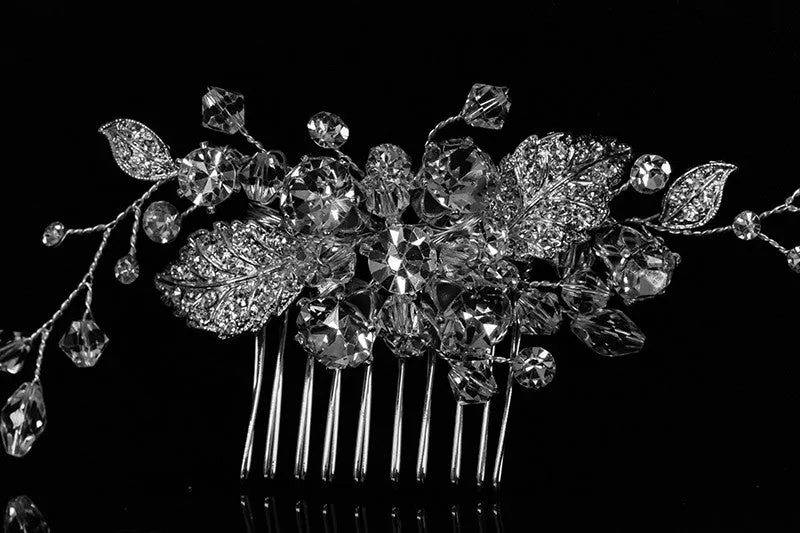 Derica Curved Leaves Hair Comb | Swarovski Crystal