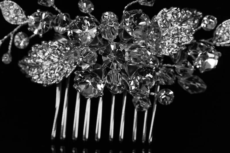 Derica Curved Leaves Hair Comb | Swarovski Crystal