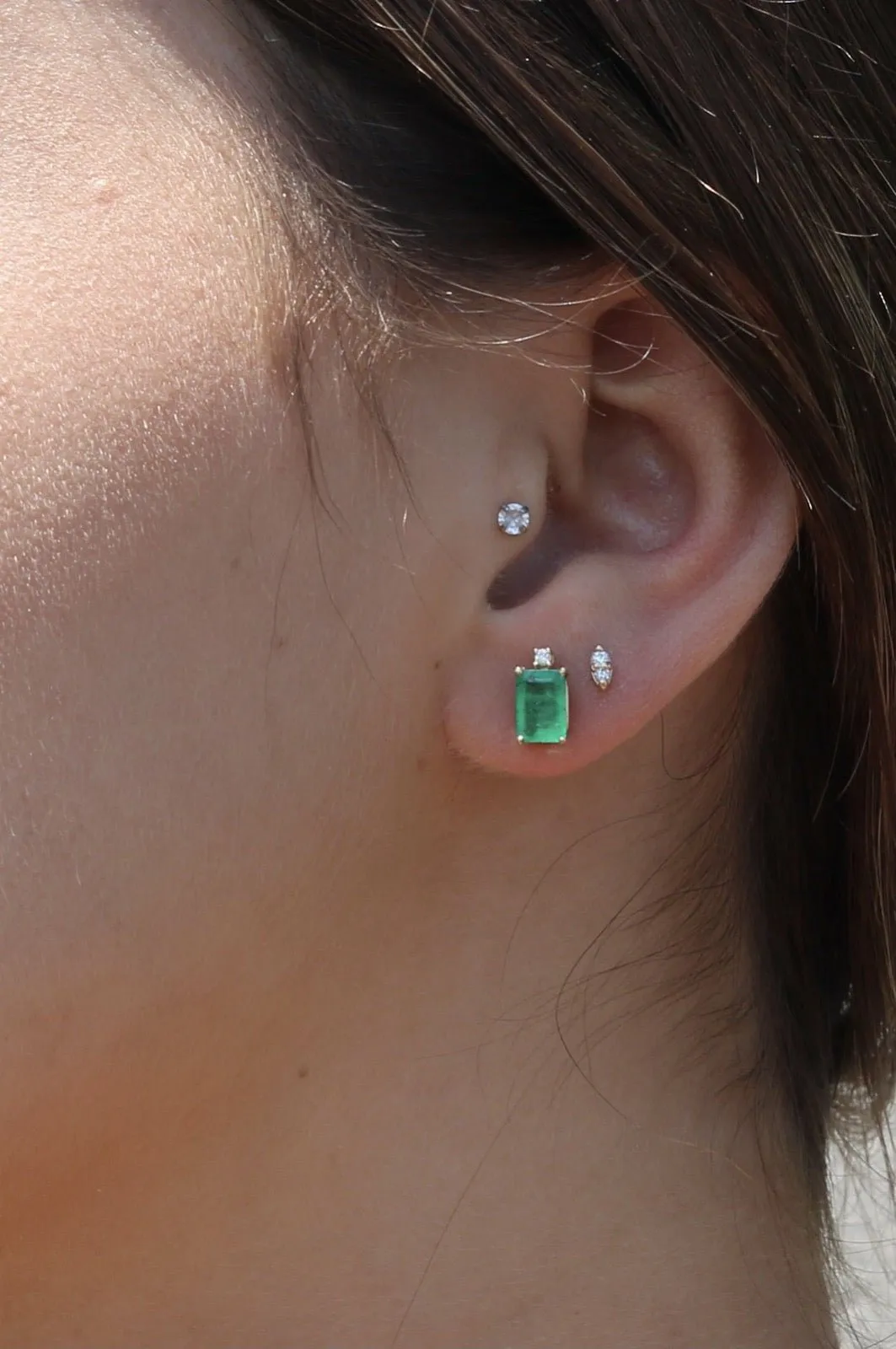 Diamond Accent Emerald Stud Earrings