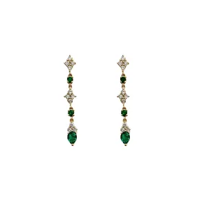 Diamond Quad & Emerald Drop Earrings