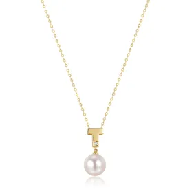 diamond "T" Pearl Necklace