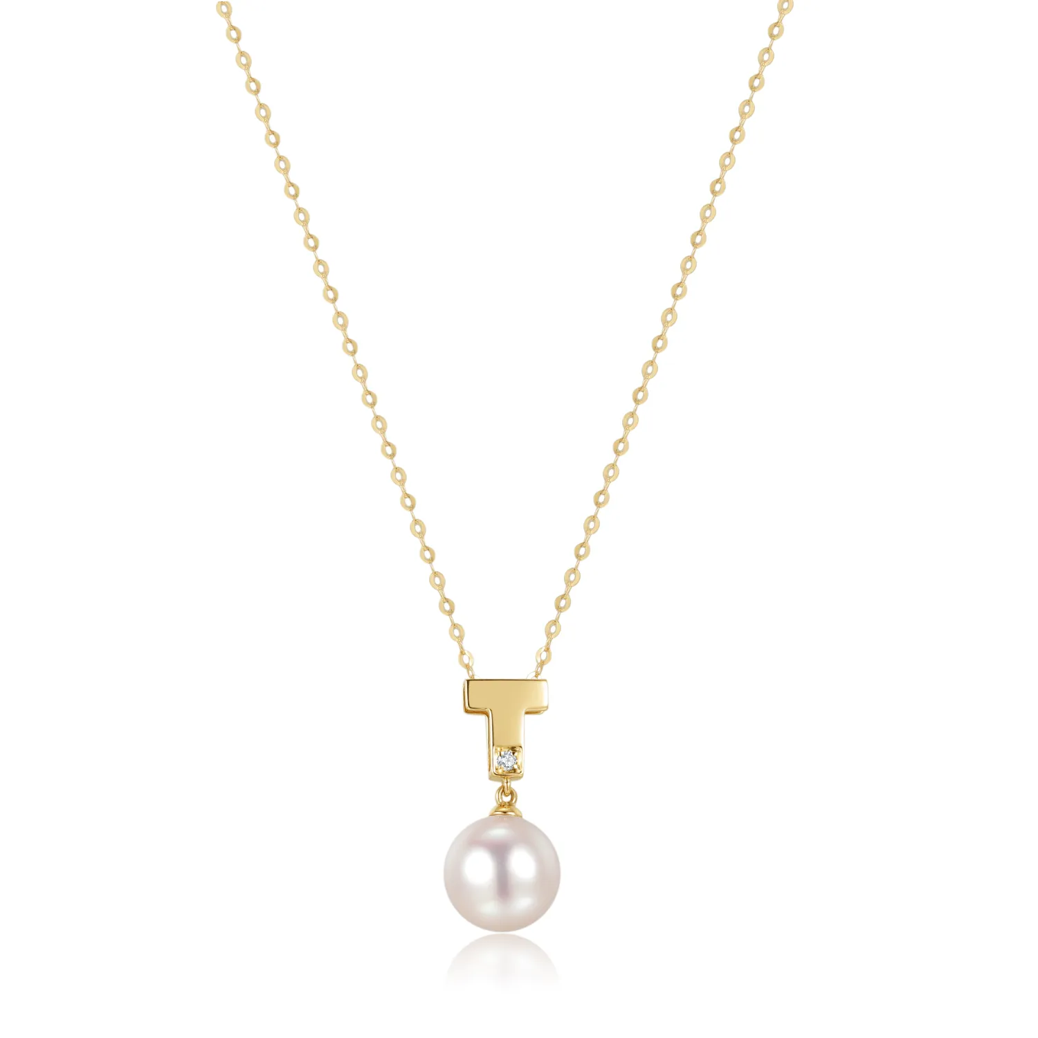 diamond "T" Pearl Necklace