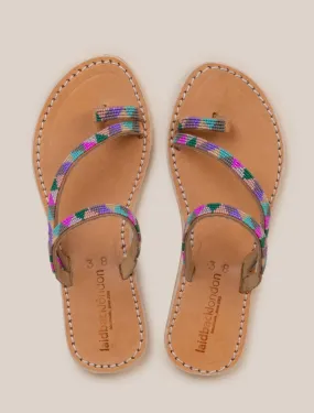 Diani Flat Leather Sandal Purple Mix