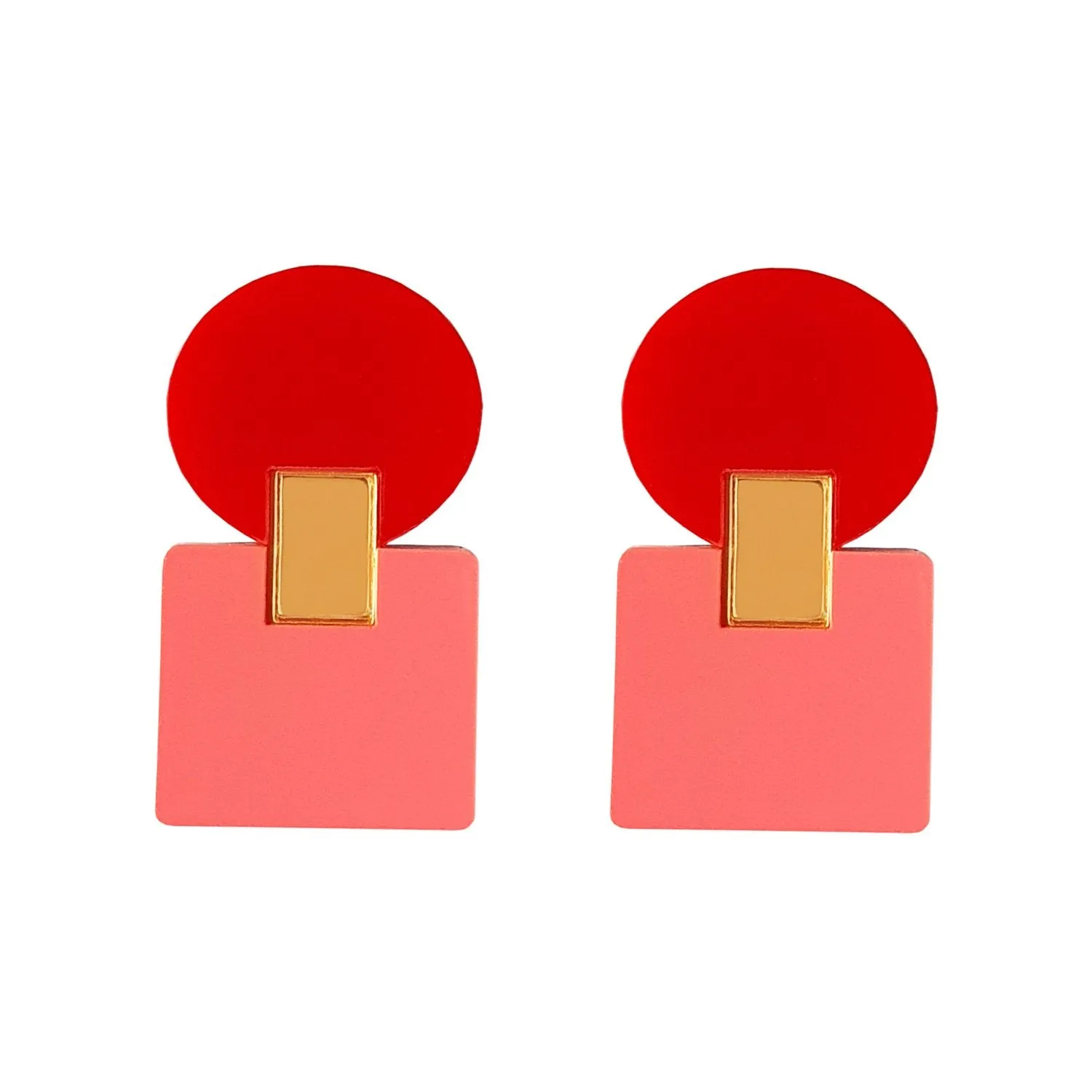 Donna Retro Earrings - Pink & Red