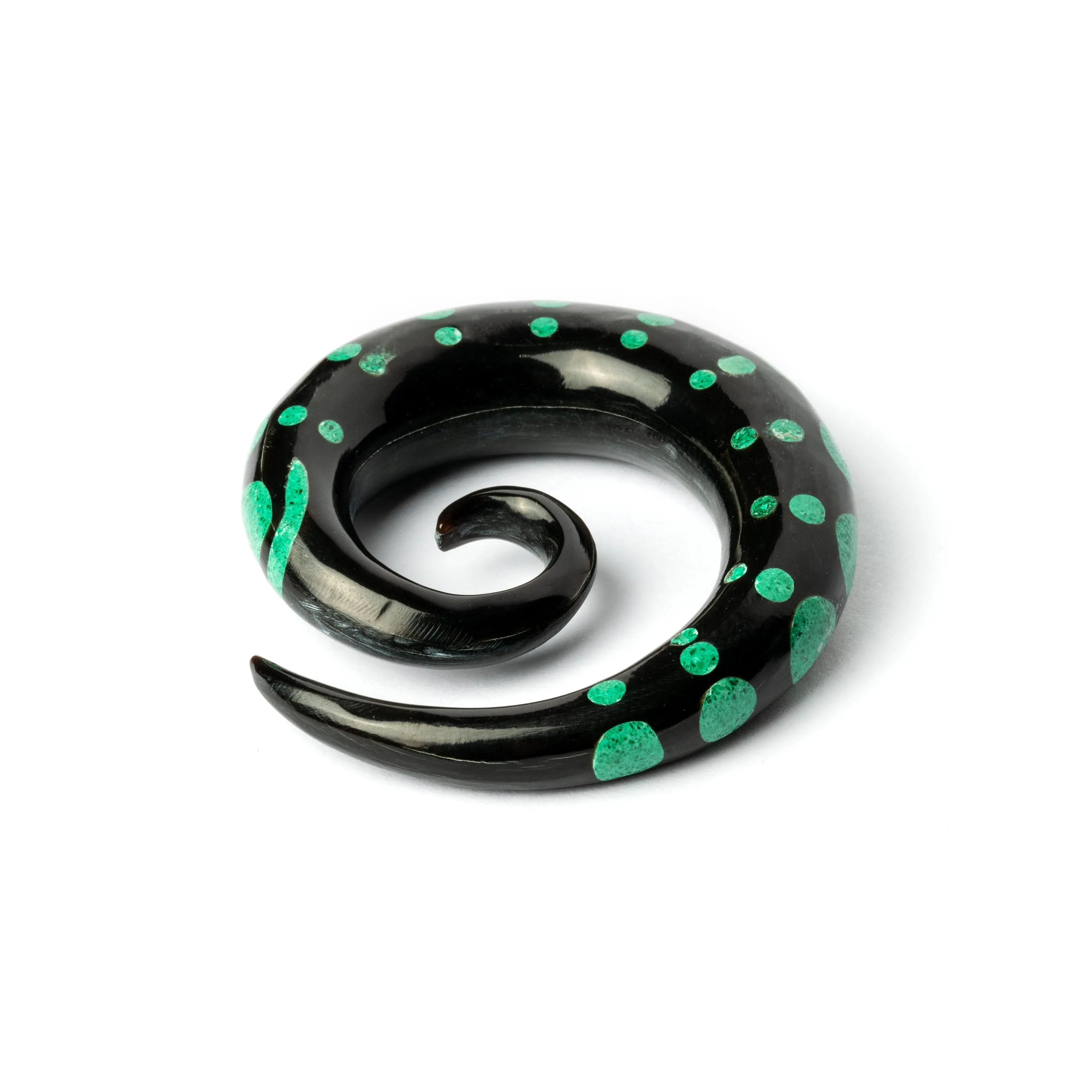 Dotted Spiral Gauges with Stone Inlay