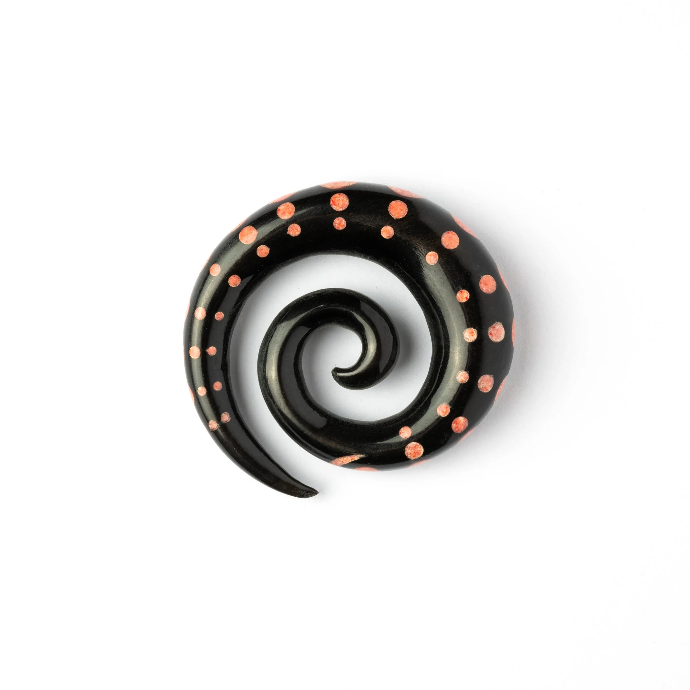 Dotted Spiral Gauges with Stone Inlay