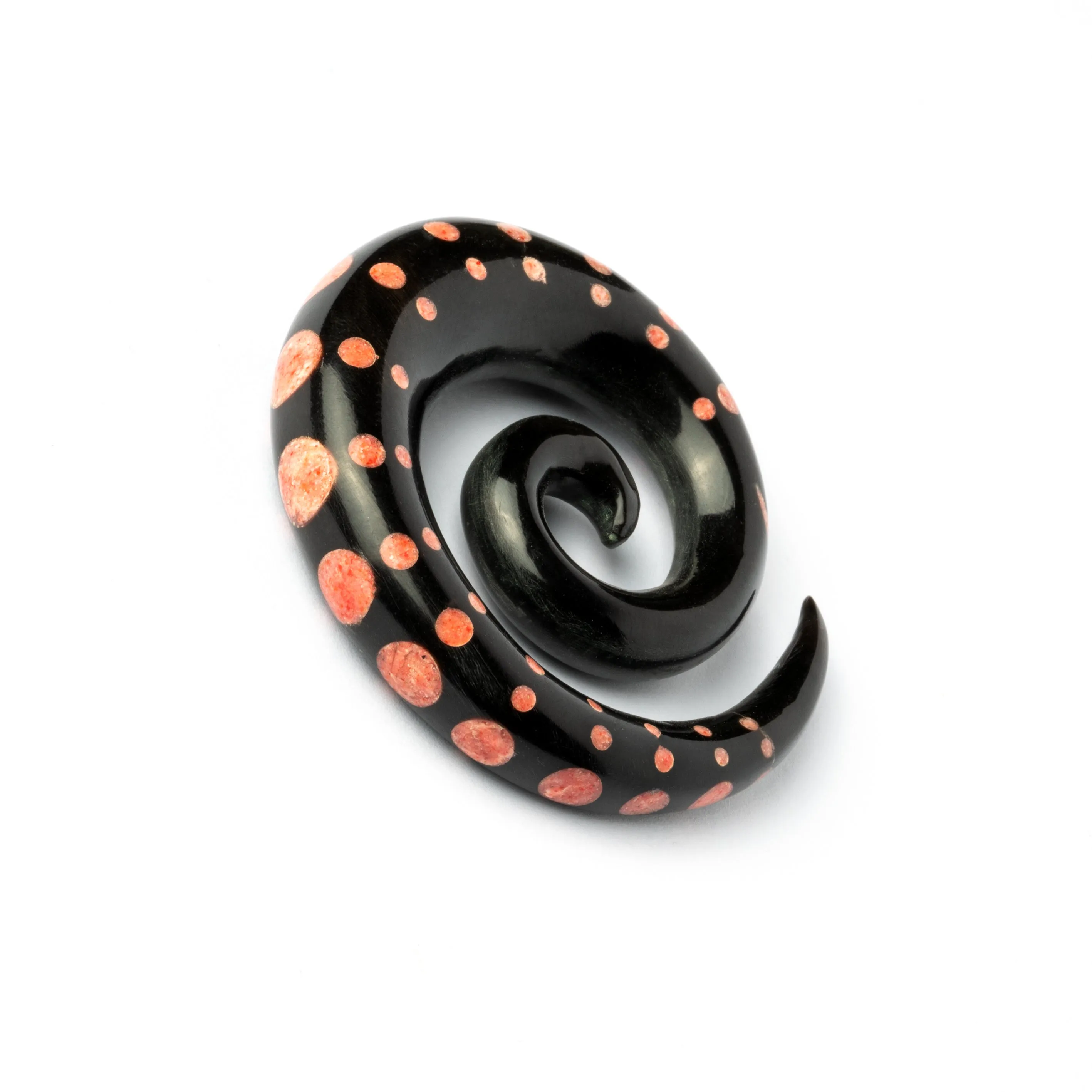 Dotted Spiral Gauges with Stone Inlay