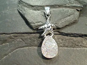 Druzy Quartz, Sterling Silver Starfish Pendant