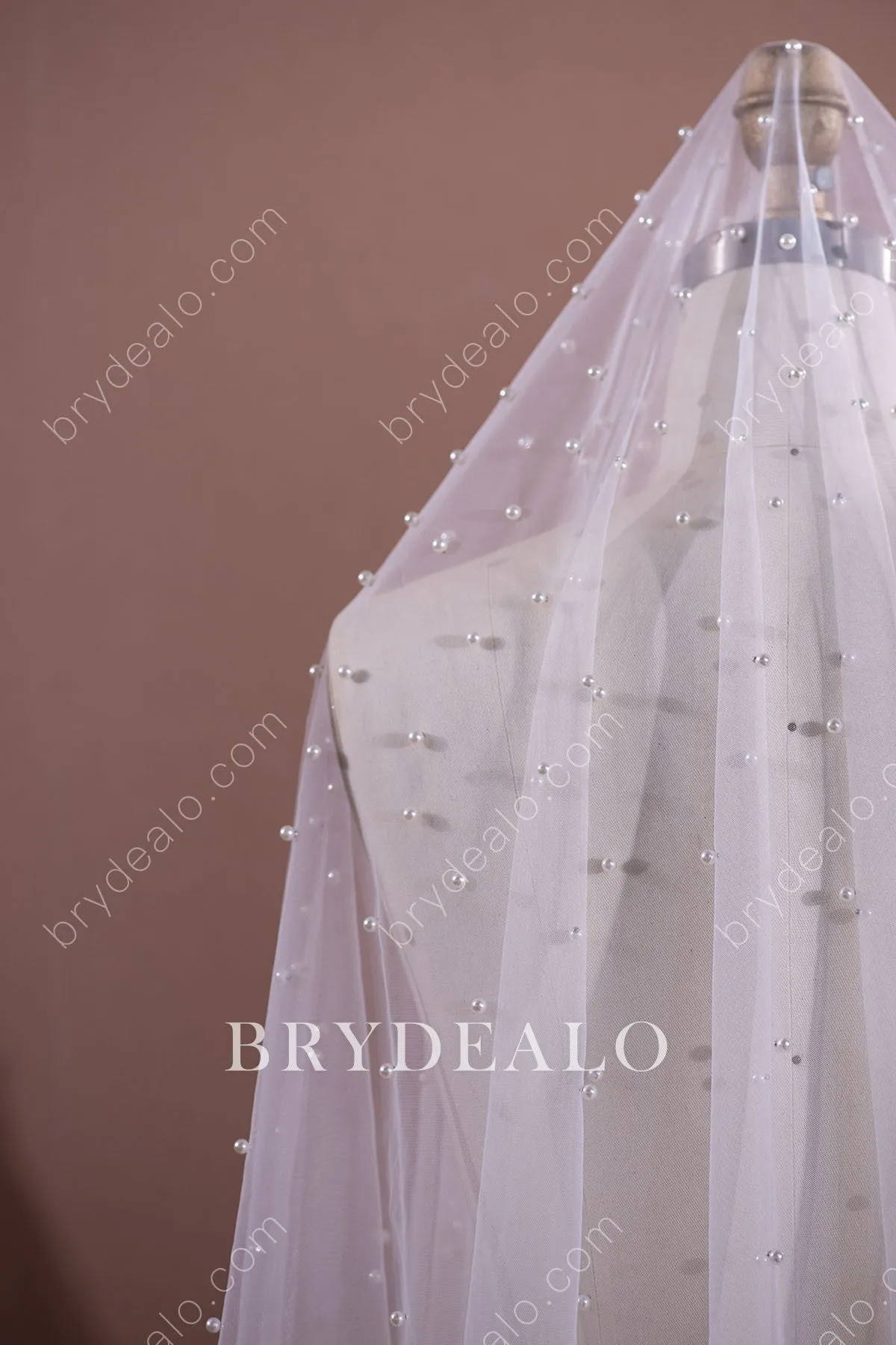 Elbow Length Elegant Allover Pearls Bridal Veil