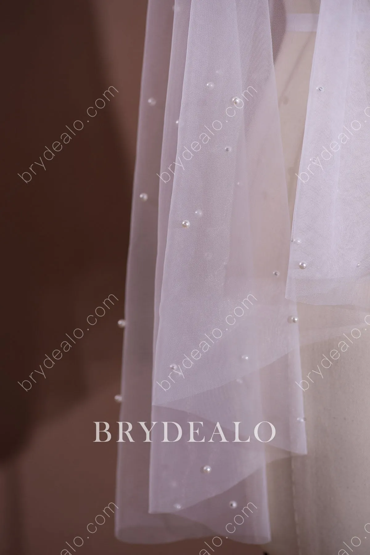 Elbow Length Elegant Allover Pearls Bridal Veil