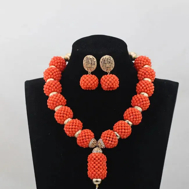 Elegant Beautiful Choker Design African Nigerian Beads Necklace Bracelet Jewellery Set