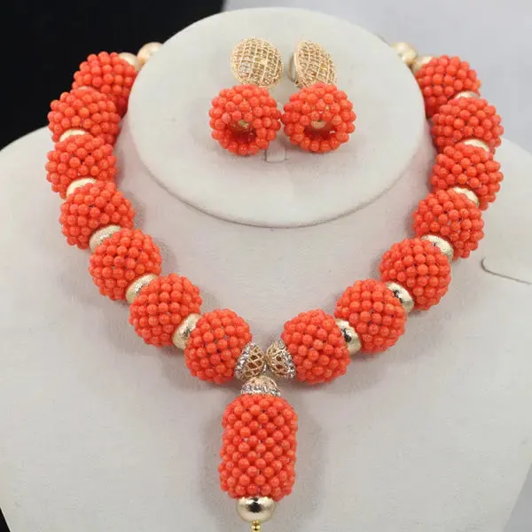 Elegant Beautiful Choker Design African Nigerian Beads Necklace Bracelet Jewellery Set